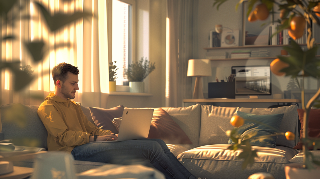 Mężczyzna wyszukuje najlepszej oferty ubezpieczenia w Mubi